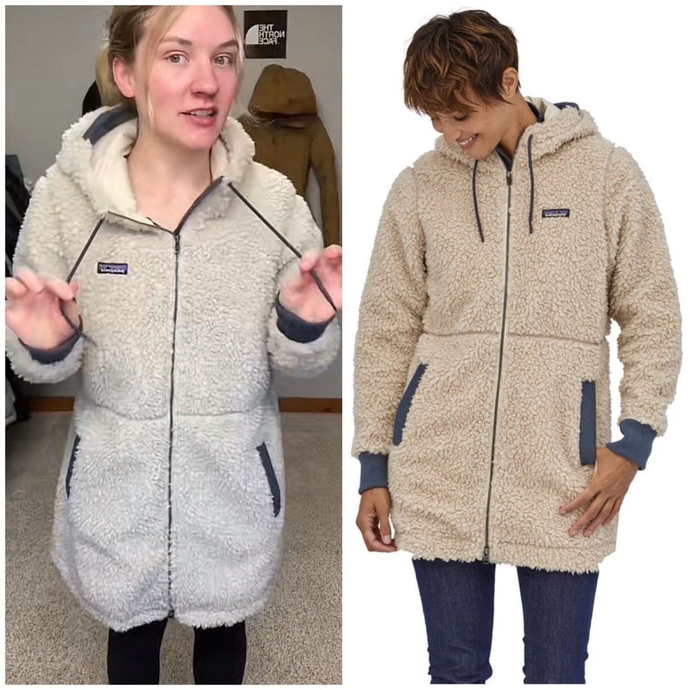 Patagonia Womens Natural Dusty Mesa High Pile Fleece
Parka Jacket SZ M Hooded